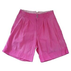 Liz Thomas Women's Size 14 High Waist Shorts Pink Pleated Pockets Cotton Blend